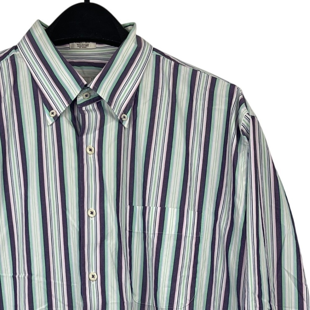 Peter Millar Mens XL‎ 100% Cotton Long Sleeve Button Down Shirt Purple Stripe